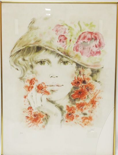 null 
Colette DEYME (born in 1945)




Young woman with a flowered hat




Lithograph...
