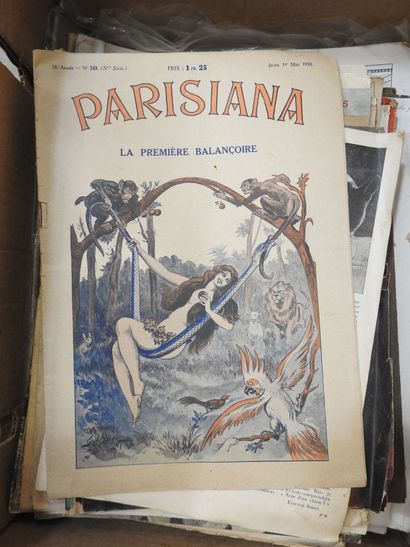 null PRESSE : lot de revues comprenant Paris Match anciens, Le Miroir 1940, Parisiana...