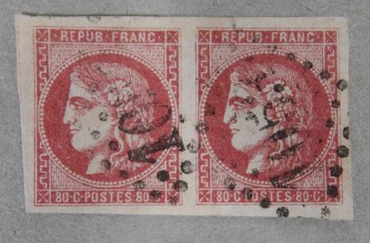 null France 

Postage stamp n°49

80 centimes in pair

Obliterated large figure 1053

Large...