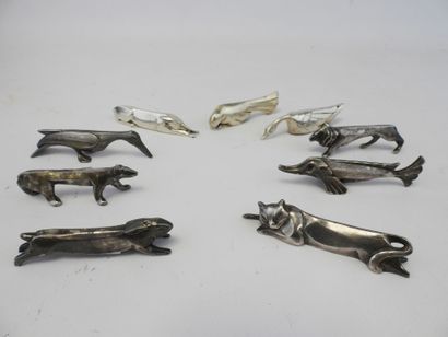 null GALLIA Sandoz 9 zoomorphic knife holders in silver metal