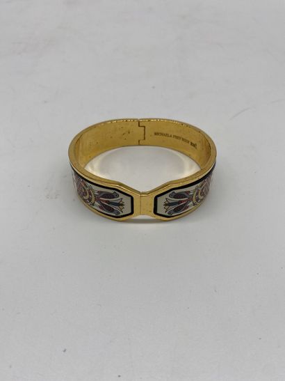 null Michaela FREY (Wien): Bracelet en métal doré et émail rigide. Largeur : 6cm....