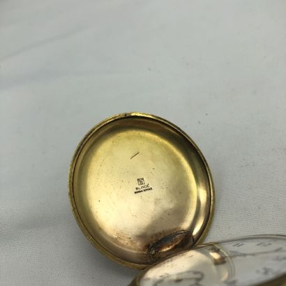 null UTILIA chronomètre, montre à gousset savonnette, plaquée or, D. 50mm. Semble...