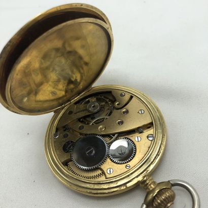 null UTILIA chronomètre, montre à gousset savonnette, plaquée or, D. 50mm. Semble...