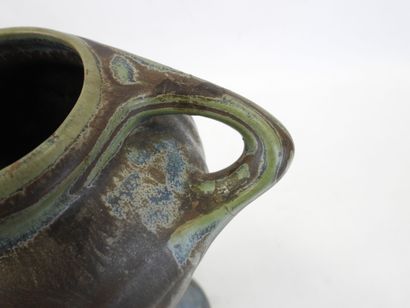 null DENBAC, Enamelled stoneware vase with art nouveau decoration of curves joining...