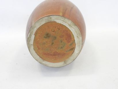 null DENBAC, Oblong stoneware vase with narrow neck, signed under the base "Denbac"...