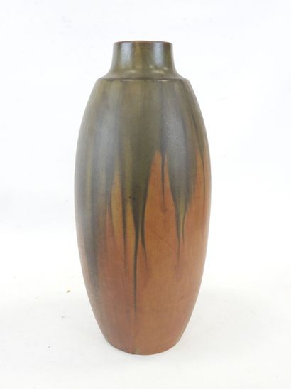 null DENBAC, Oblong stoneware vase with narrow neck, signed under the base "Denbac"...