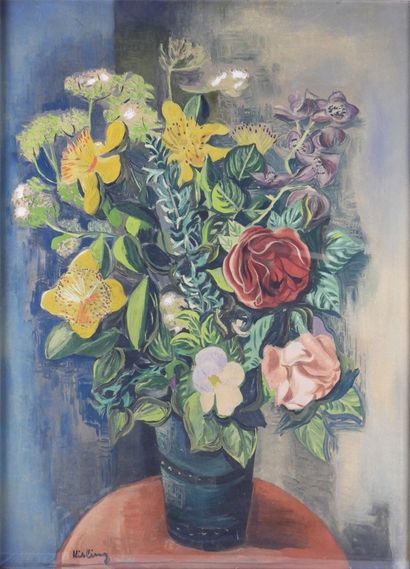 null Moise KISLING (1891-1953) : Fleurs. Estampe selon procédé Spitzer numérotée...