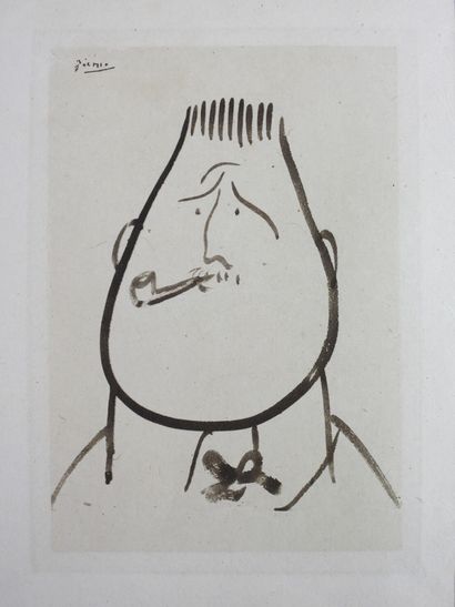 null After Picasso : Portrait of Apollinaire. Etching on China paper. Signed in the...