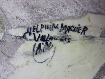 null Delphin MASSIER (1836-1907) à Vallauris : Important "chien assis". Signé. Circa...