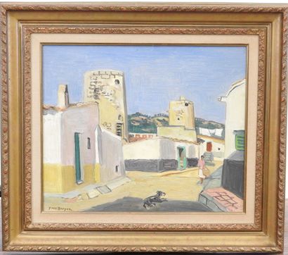 null Yves BRAYER (1907-1990): Street of the mills in Palma. Oil on canvas. Signed...