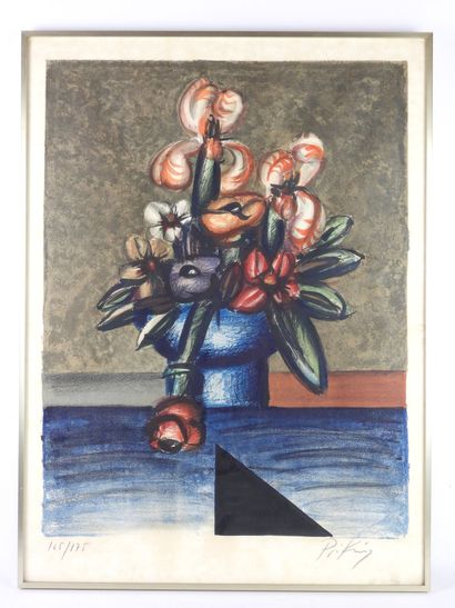 null Franz PRIKING (1929-1979): Vase of flowers. Lithograph. Signed lower right and...