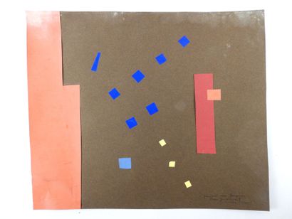 null Max PAPART (1911-1994): Composition sans titre. Collage. Signé et dédicacé"...