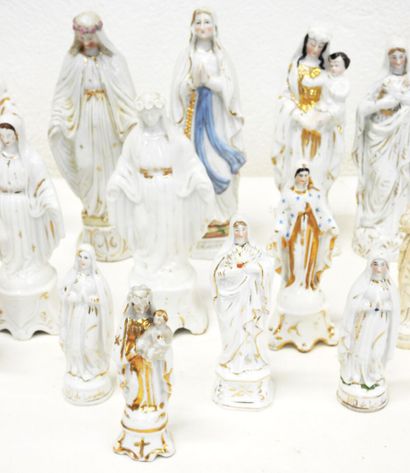 null Collection of nineteen subjects representing Virgin and Child in white porcelain...