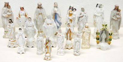 null Collection of nineteen subjects representing Virgin and Child in white porcelain...