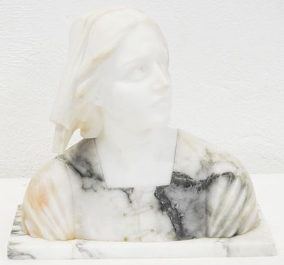 null Marble and onyx sculpted bust representing Joan of Arc on a rectangular base


Size...