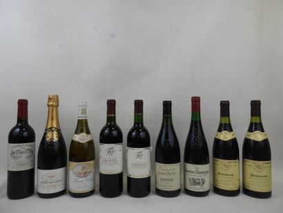 null LOT de 9 bouteilles de vin dont Chateau Baury 1998, Champagne Brut Jacquesson,...