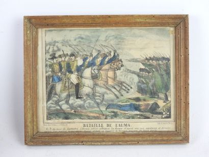 null FRENCH SCHOOL OF THE XIXth CENTURY : Battle of the Alma. Color lithograph on...