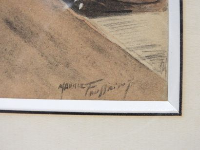 null Maurice TOUSSAINT (1882-1974): Slave Foreman. Watercolor on paper, signed lower...