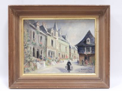 null M.S. MAROTTE (XXth century) : View of Rochefort on land. Oil on panel. Signed...