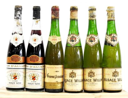 null 6 bouteilles

1 Gewurztraminer - Le père Vincent - 1969

2 vin d'Alsace - pinot...