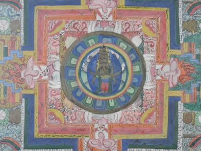 null TIBET OR INDIA XIXth. TANGKA representing boddhisattva in the system of the...