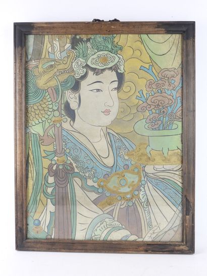 null CHINA: Portrait of a woman. Mixed media. XXth century. 56 x 42 cm (at sight)....