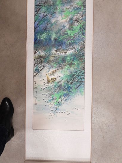 null JAPANESE modern school: The four seasons. Four kakemonos. 177 x 45 cm appro...