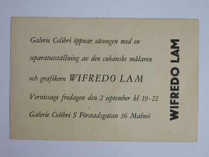 null Invitation au vernissage Wifredo Lam de la Galerie Colibri (Malmö) dédicacé...