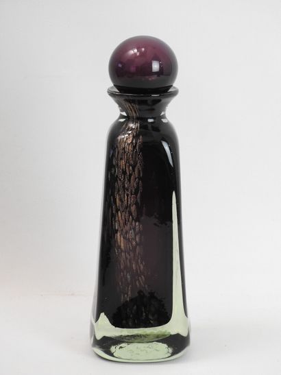 null Michèle LUZORO (born in 1949) : Important glass bottle with stopper. Signed...