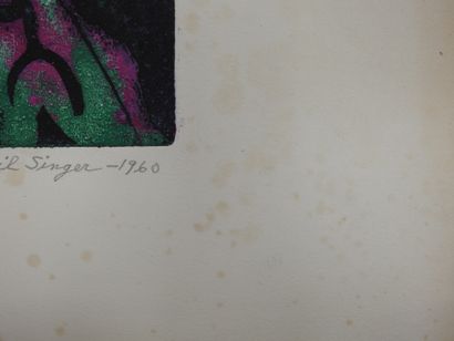 null Gail SINGER (1924-1983): Plant. Etching in colors. Signed, dated 1960, titled...