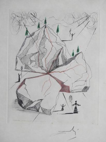 null Salvador DALI (1904-1989) : Montagne de paix. Planche de la série des Poèmes...