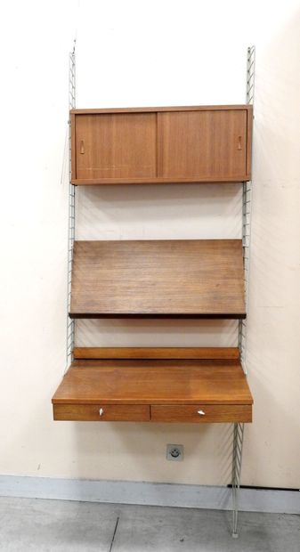 null STRING (publisher): Desk - wall shelf made of wood, the uprights made of metal....