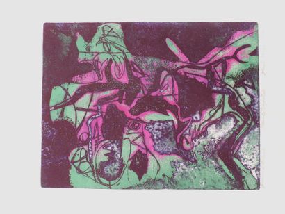 null Gail SINGER (1924-1983): Plant. Etching in colors. Signed, dated 1960, titled...