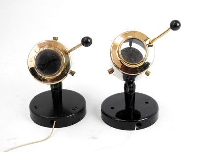 null Jacques BINY (attributed to) : Pair of reading lamps in black lacquered metal...