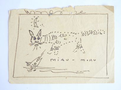 Wifredo LAM (1902-1982) : Miau-Miau. Dessin...