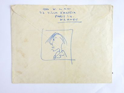 null Wifredo LAM (1902-1982) : 

- Etude de profil et étude portrait de face. Dessin...