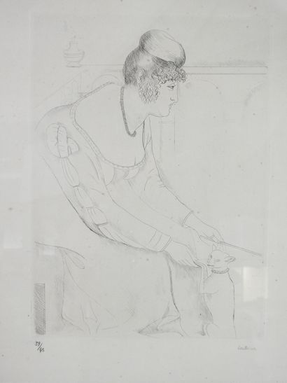 null Othon COUBINE (1883-1969): Portraits de femme. Deux eau-fortes ou pointes sèches....