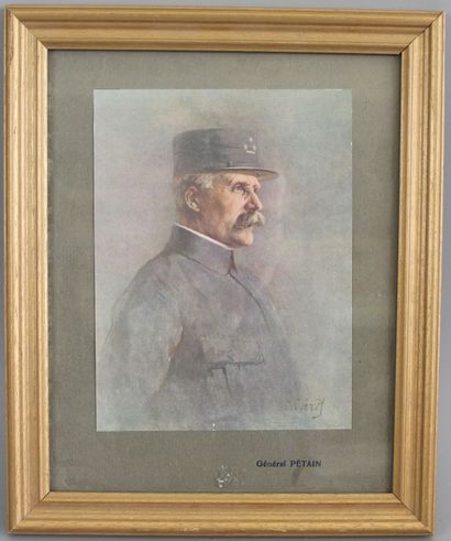 GRAVURE. Portrait du général Pétain vers...