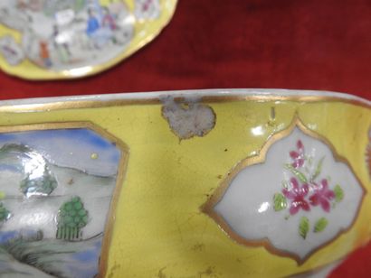 null CHINA: Porcelain covered vegetable dish with polychrome enamel decoration of...