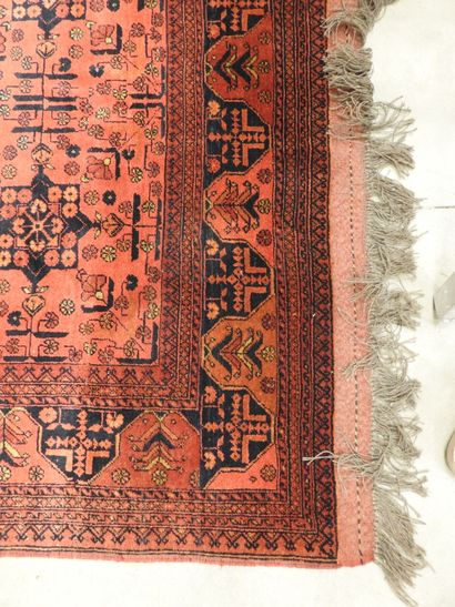 null RUG AFGHAN Khaal in wool with red background. 285 x 200 cm
