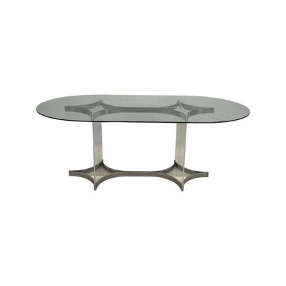 null Alessandro ALBRIZZI (1934-1994) 

Dining room table with glass top, base formed...