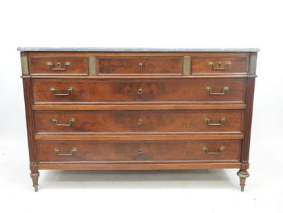 null A mahogany and mahogany veneer PANTALONNIERE COMMODE opening in front with six...