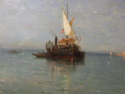  Adolphe APPIAN (1818-1898, Jacques Barthélémy said): Venice, merchant boat and gondola....
