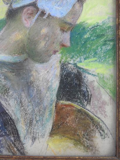 null Pinto DE SOUZA (1856-1939) : Portrait d'une jeune paysanne bretonne. Pastel...