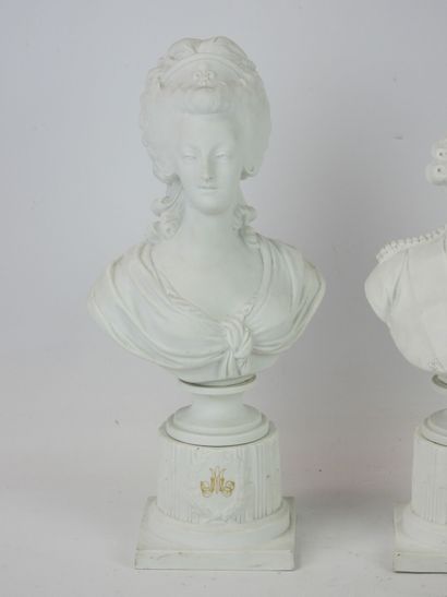 null In the taste of SEVRES : Two busts forming pendants in cookie representing the...