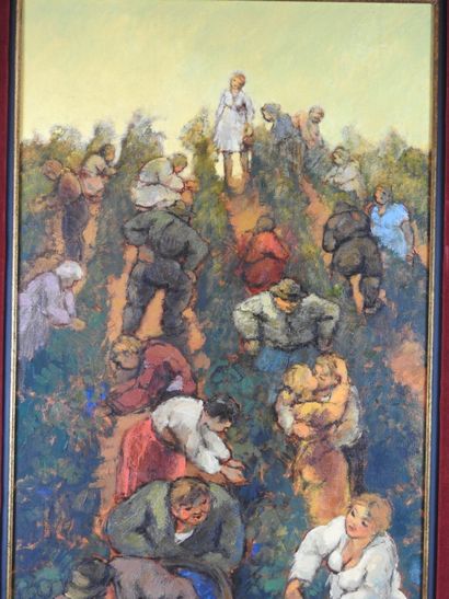 null Charles GUILLAUD (1925-2014) : Les vendanges. Huile sur toile signée et datée...