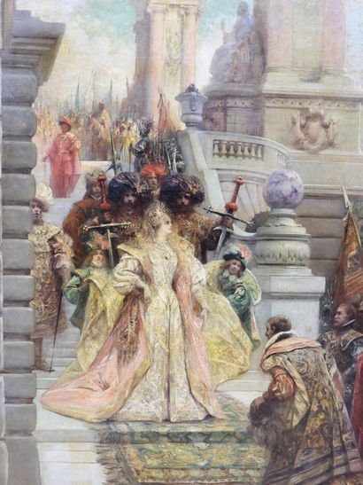  Georges CLAIRIN (1843-1919): The arrival of the Queen of Sheba. Oil on canvas. Signed...