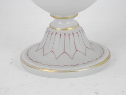null 
IMPORTANT VASE in milky opaline glass with enamelled polychrome decoration...