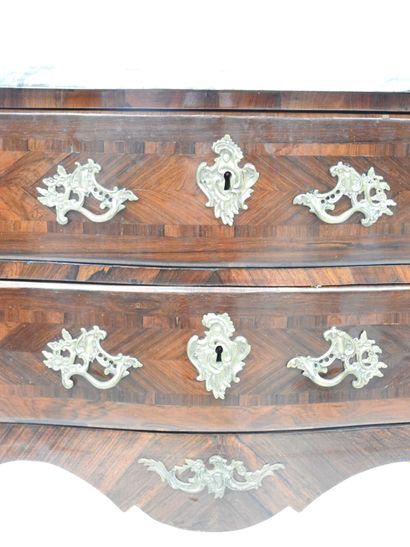 null WOODEN VENEER COMMODE with inlaid decoration, the sides and the front opening...
