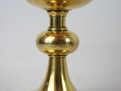 null Silver and silver gilt chalice (925°/°°°) Minerva hallmark with chased decoration...